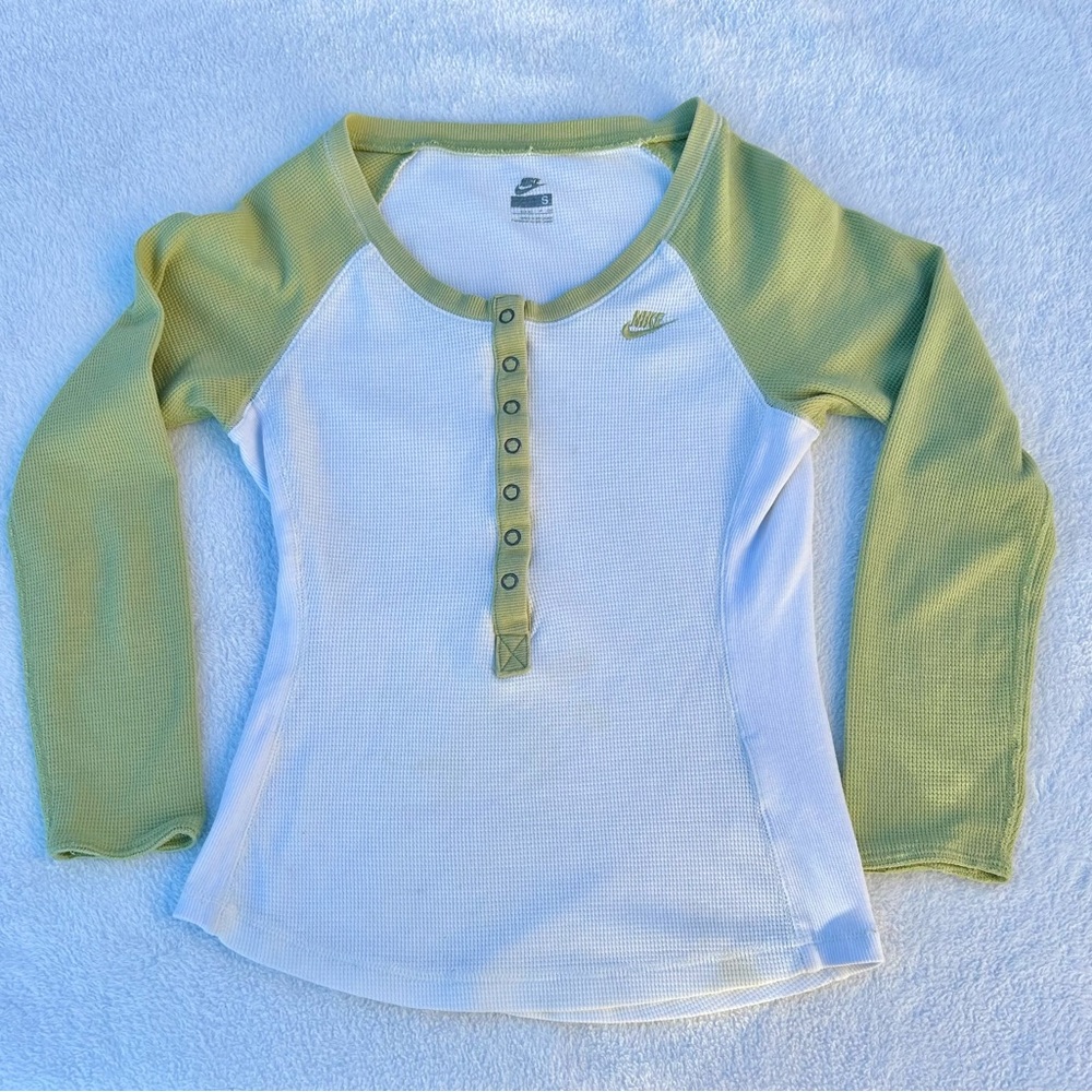 Vintage Nike Henley Waffle Print Shirt Sz. Small Swoosh Check
